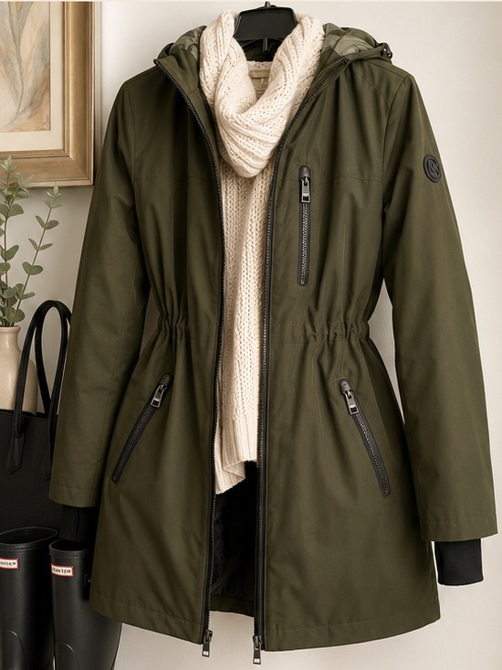Michael Kors Jackets & Blazers - Michael Kors Olive Green Hooded Trench Coat